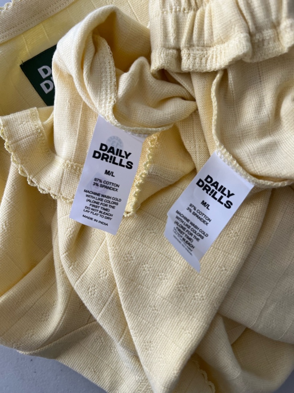Daily Drills Butter Yellow Pointelle  Set M/L - Picture 4 of 4